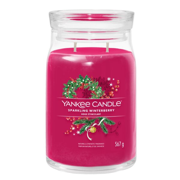 Yankee Candle Duftkerze im Glas (groß) SPARKLING WINTERBERRY - Kerze mit Brenndauer bis zu 90 Stunden