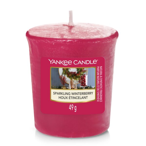 Yankee Candle Votivkerze SPARKLING WINTERBERRY - Kerze mit Brenndauer bis zu 15 Stunden