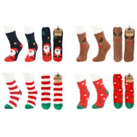 4 Paar Kuschelsocken Weihnachten XMAS -...