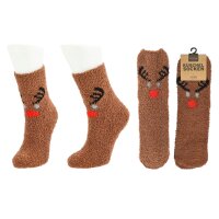 4 Paar Kuschelsocken Weihnachten XMAS - Hüttensocken, Wintersocken, Hausschuh Socken, Wohlfühlsocken, Strumpf, Hütten-Strümpfe