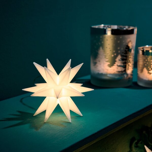 LED Stern 3D wei D:10 cm zum Hngen oder Stellen - Deko Weihnachten,, 8,95