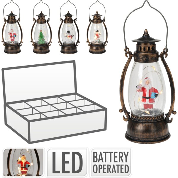 LED Laterne Weihnachten H:14 cm verschiedene Motive - Deko Weihnachten, Adventsdeko, Advent Kerze, Schneemann, Tannenbaum, Santa, Lichterkette