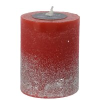 Stumpenkerze mit Glitzer, rot, durchgefärbt H: 9 cm...