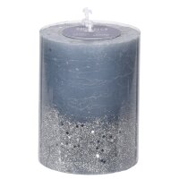 Stumpenkerze mit Glitzer, blau, durchgefärbt H: 9 cm...
