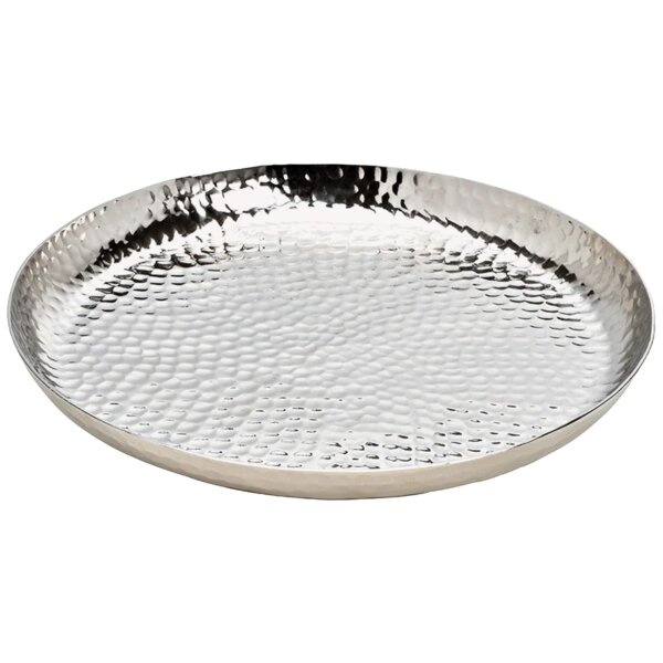 Deko Teller, Schale rund D:30 cm aus Metall fein gehämmert, silber - Tablett, Kerzentablett, Dekotablett, Dekoschale, Dekoteller, Wohnzimmerdeko