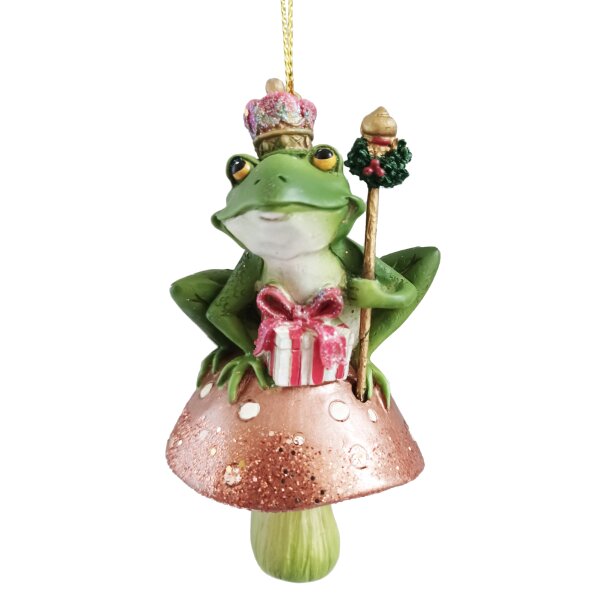 Baumschmuck Frosch Froschkönig auf Pilz - Baumkugel Märchen, Weihnachtsdeko, Christbaumkugel