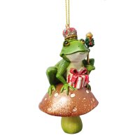 Baumschmuck Frosch Froschkönig auf Pilz - Baumkugel Märchen, Weihnachtsdeko, Christbaumkugel