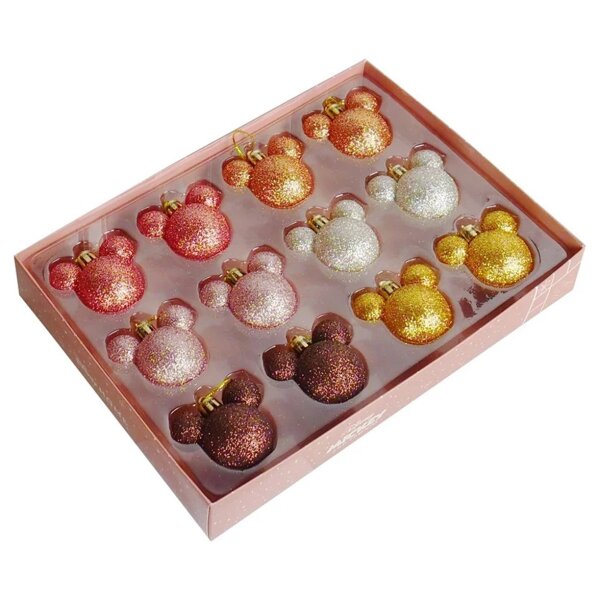 Christbaumkugel Micky Maus Mini Ohren Glitzer braun-gold (12er Set) -  Baumschmuck für Disney Fans, Weihnachtskugel Disney, Weihnachtsdeko