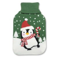 Wärmflasche Pinguin im Schnee mit Zuckerstange, 2 L...
