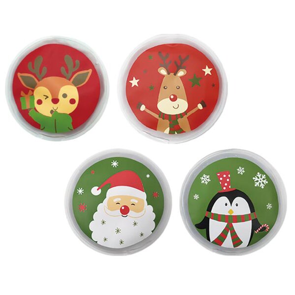 Taschenwärmer Weihnachtsfreunde (4er Set) - Rentier, Pinguin und Weihnachtsmann - Wichtelgeschenk, Handwärmer, Taschenheizkissen