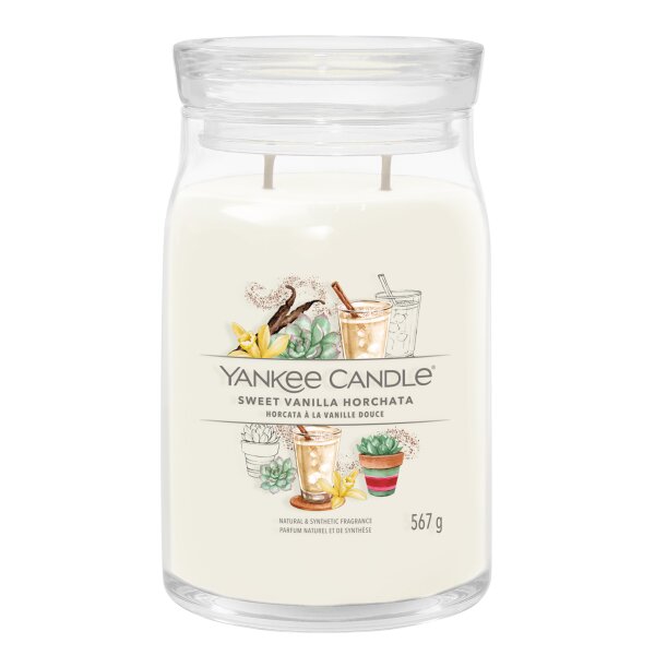 Yankee Candle Duftkerze im Glas (groß) SWEET VANILLA HORCHATA - Kerze mit Brenndauer bis zu 90 Stunden