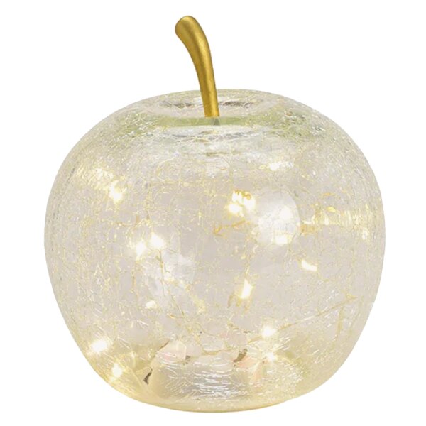 Dekoleuchte Apfel (S) Glas, Transparent, Apfel Lampe mit LED Lichterkette, Dekolampe, Tischleuchte, Apfellampe