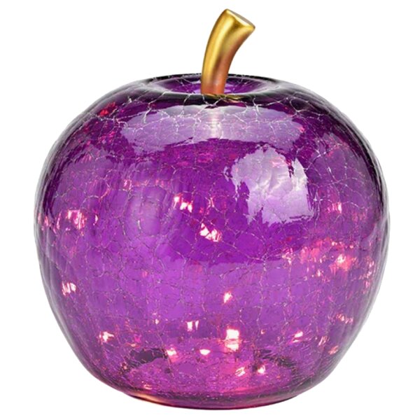 Dekoleuchte Apfel Leuchte (M) Glas, Dunkellila,  Apfel Lampe mit LED Lichterkette, Dekolampe, Tischleuchte, Apfellampe