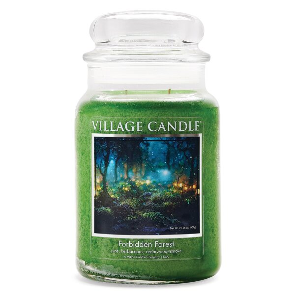 Village Candle Duftkerze im Glas (groß) Forbidden Forest - Fantasy Collection - Kerze mit 2-Docht Technologie