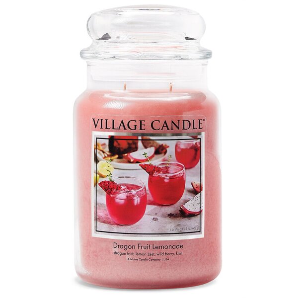 Village Candle Duftkerze im Glas (groß) Dragon Fruit Lemonade - New Collection - Kerze mit 2-Docht Technologie