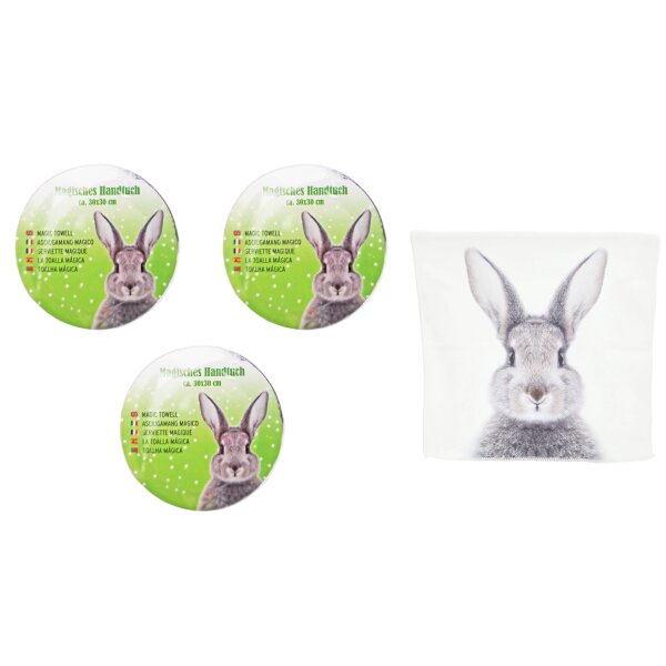 Magisches Handtuch Hase Osterhase Microfaser (3er Set) - Zauberhandtuch Ostern, Kinder Handtuch, Osternest, Osterei, Kindergeschenk