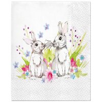 Servietten Hasenpaar 3 x 20er Pack (33x33 cm) - Papierservietten Hase, Tischdeko Ostern, Osterserviette Osterhase