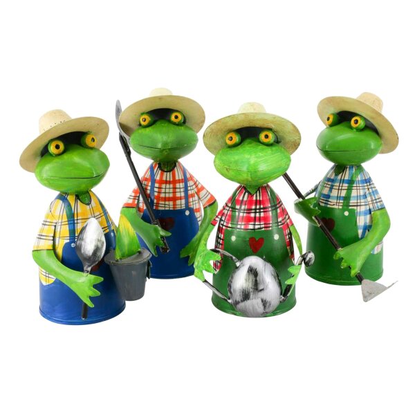 Zaunhocker Gärtner Frosch H: 21 cm aus Metall - Zaun Deko Frösche Garten, Tierfigur Pfostenhocker, Zaunfigur, Gartendeko, Metalldeko