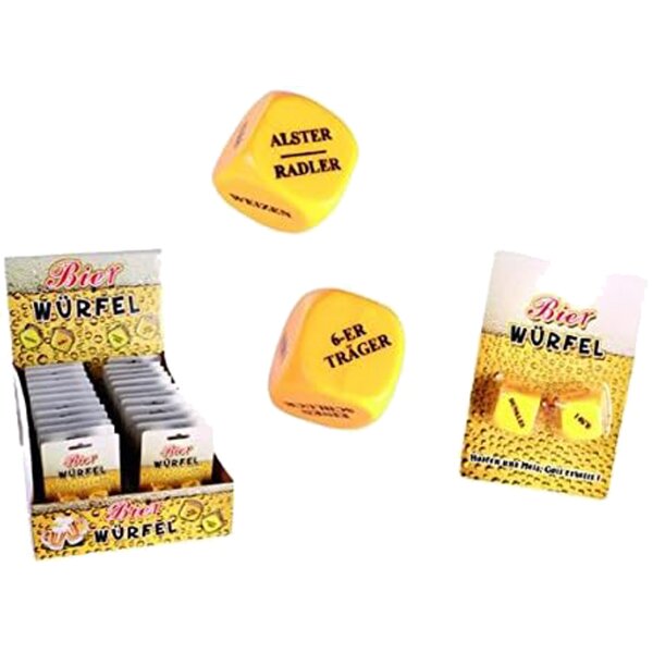 Bier Spaß Würfel (2er Set) - Entscheidungswürfel, Mitbringsel, Partyspiel, Grillparty, Geburtstagsfeier