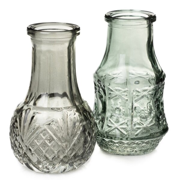 Kleine Vase Glasvase grün, 2er Set  - Glasflasche, Tischdekoration, Glasvasen, Landhaus, Hochzeit