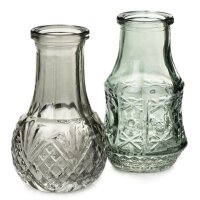 Kleine Vase Glasvase grün, 2er Set  - Glasflasche,...
