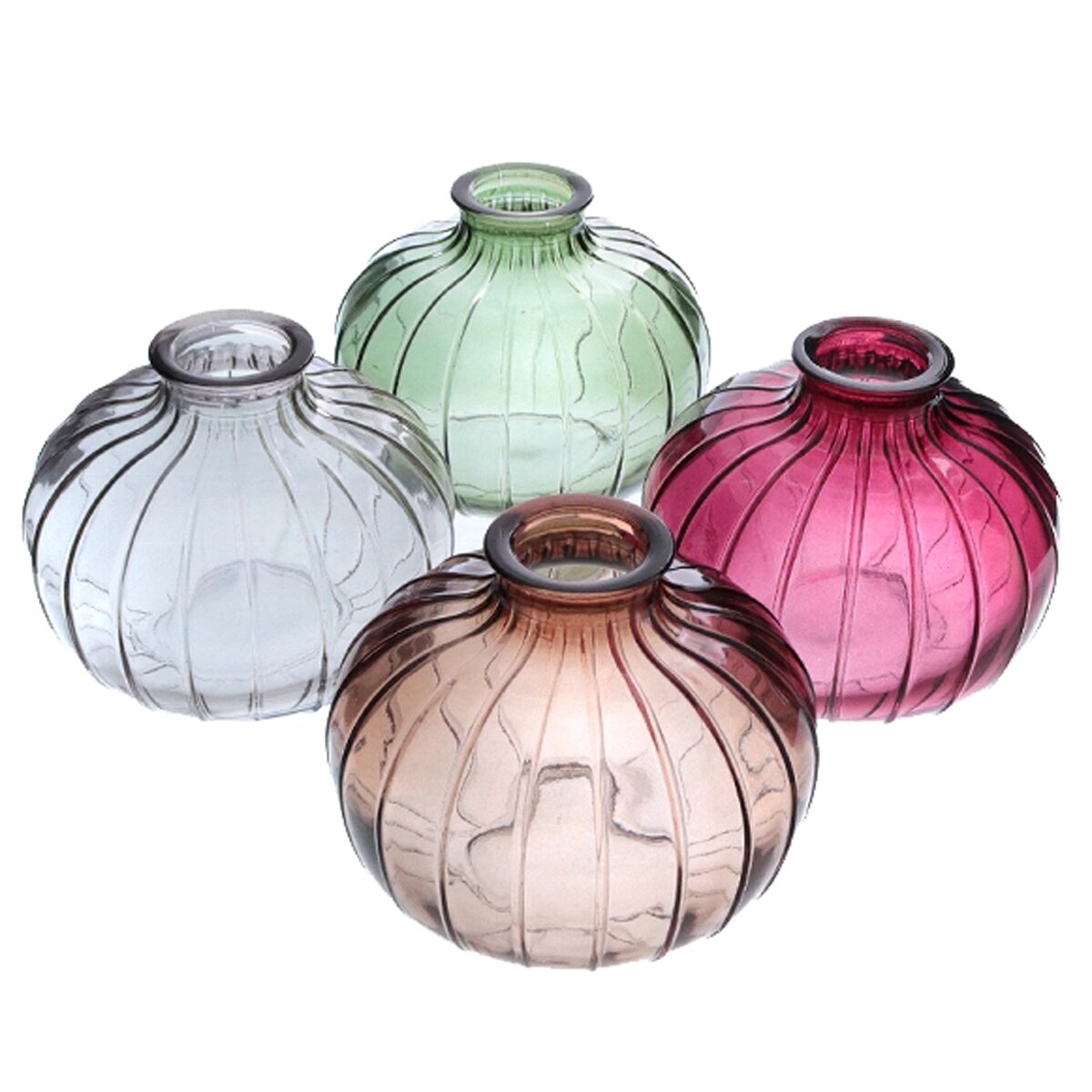 Glasvase Glasflasche bunt (4er Set) 7x11 cm