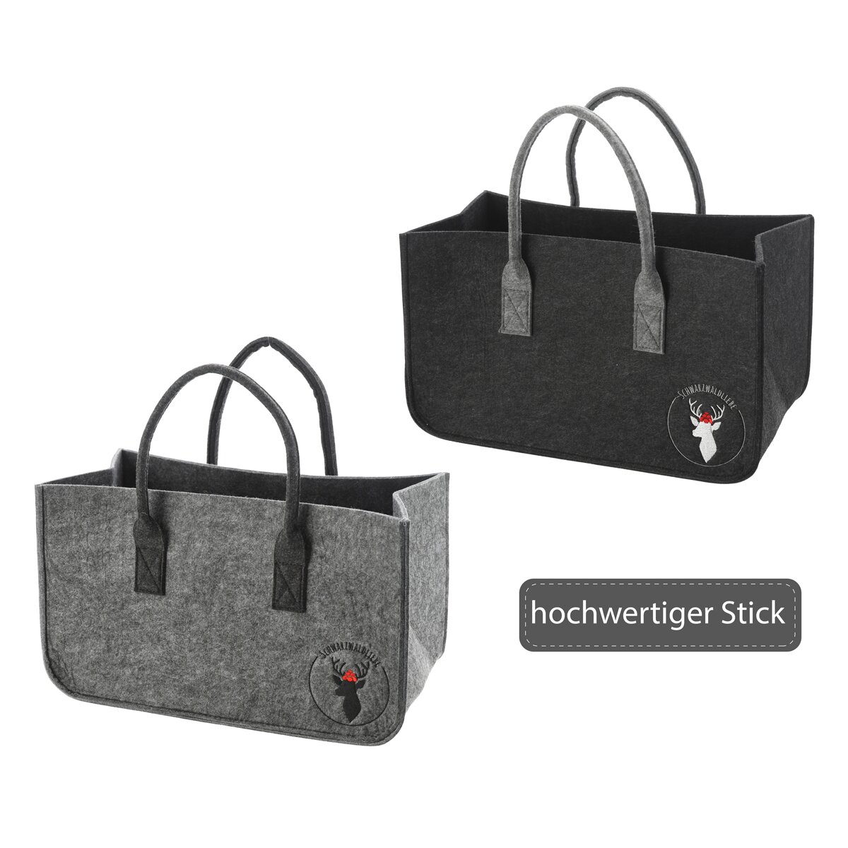 Kaminholz Filztasche Schwarzwald Heimatliebe mit Stickerei 48x28