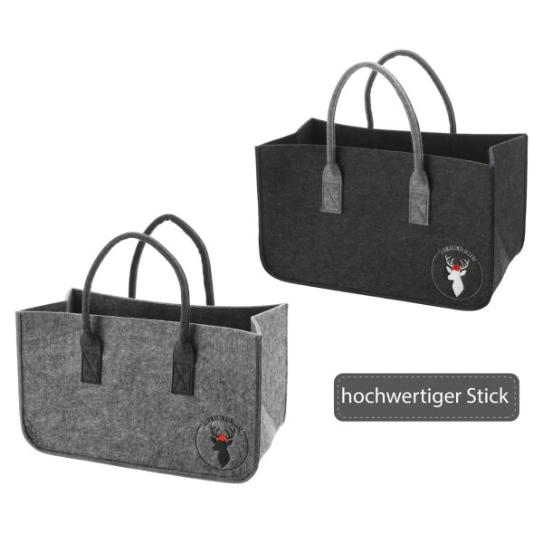 Kaminholz Filztasche Schwarzwald Heimatliebe mit Stickerei 48x28 cm - Kaminholztasche, Heimat Kaminholzkorb, Feuerholzkorb, Brennholz Aufbewahrungskorb