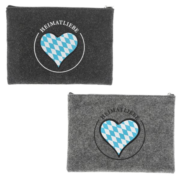 Filztasche Mappe Heimatliebe Bayern (2er Set) mit Stickerei 21x15 cm - Mäppchen, Heimat Tasche, Aufbewahrungstasche, Geschenktasche