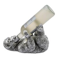 Flaschenhalter Affe, silber - Affen Skulptur, Wein...