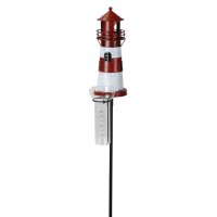 Regenmesser Gartenstecker Leuchtturm rot-weiss H:136 cm...