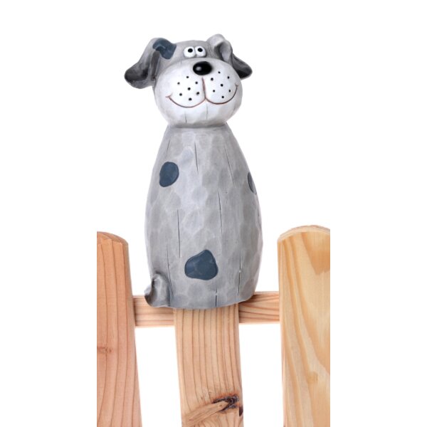 Zaunhocker Hund H: 22 cm aus Terrakotta - Zaun Deko Garten Hunde, Tierfigur Pfostenhocker, Zaunfigur, Gartendeko, Metalldeko