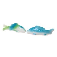 Regenbogen Koi Karpfen 22 cm (2er Set) aus Porzellan schwimmend für Schwimmschale, als Teich Deko, Deko für Vogeltränke etc. - Fisch, Schwimmtiere
