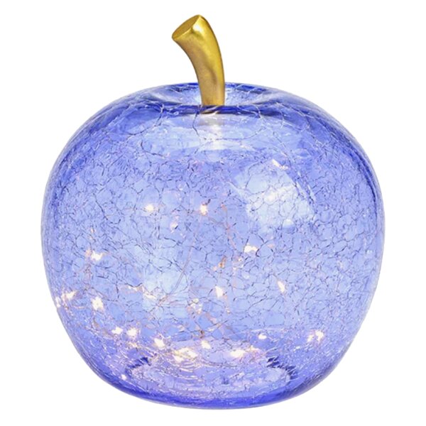Dekoleuchte Apfel Leuchte (M) Glas, Helllila,  Apfel Lampe mit LED Lichterkette, Dekolampe, Tischleuchte, Apfellampe