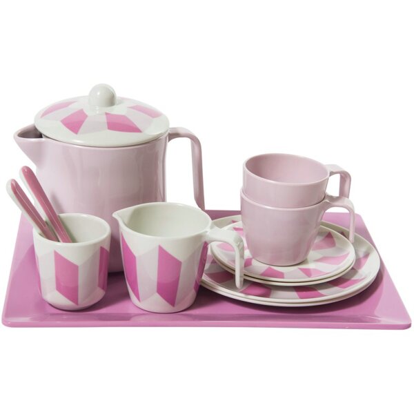 Kindergeschirr Tee Set 12-teilig von Sebra aus Melamin - Puppen Geschirr, Mädchen, Puppe, Rollenspiel