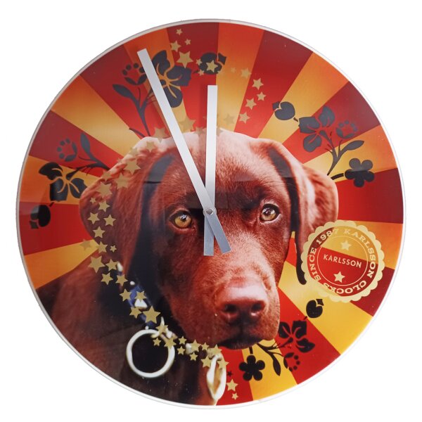 Glas Wanduhr Karlsson Mystic Animals Hund - Uhr mit Tier Motiv, Designer Uhr