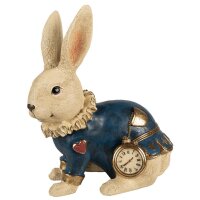 Dekofigur Weisses Kaninchen mit Herz und Taschenuhr 29x27...