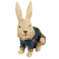 Dekofigur Weisses Kaninchen mit Herz und Taschenuhr 29x27 cm - Frühlingsdeko, Deko Hase mit Uhr, Osterdeko, Osterhase, Ostern, Frühling
