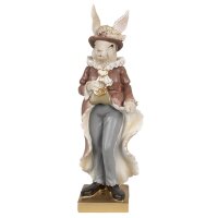 Dekofigur Kaninchen Frau auf Sockel H:30 cm -...