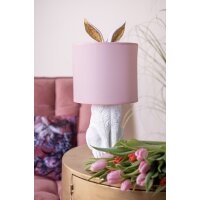 Tischleuchte Lampe Kaninchen Hase Weiß / Rosa 20x43 cm - Wohnzimmerlampe, Dekolampe Ostern, Leselampe, Tischlampe; Hasen Lampe, Landhausstil