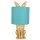 Tischleuchte Lampe Kaninchen Hase Gold / Türkis 20x43 cm - Wohnzimmerlampe, Dekolampe Ostern, Leselampe, Tischlampe, Hasen Lampe, Landhausstil