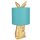 Tischleuchte Lampe Kaninchen Hase Gold / Türkis 20x43 cm - Wohnzimmerlampe, Dekolampe Ostern, Leselampe, Tischlampe, Hasen Lampe, Landhausstil