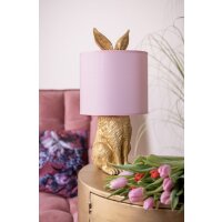 Tischleuchte Lampe Kaninchen Hase Gold / Rosa 20x43 cm - Wohnzimmerlampe, Dekolampe Ostern, Leselampe, Tischlampe, Hasen Lampe, Landhausstil