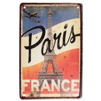 Blechschild Paris Frankreich Eiffelturm Retro Vintage...