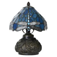 Tiffany Tischleuchte Lampe Libelle 20x28 cm - Deko Tischlampe, Wohnzimmerlampe, Glas Dekolampe, Leselampe