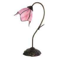 Tiffany Tischleuchte Lampe Blume rosa H:48 cm - Deko Tischlampe, Wohnzimmerlampe, Glas Dekolampe, Leselampe