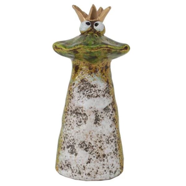 Zaunhocker Frosch Froschkönig H: 22 cm aus Keramik - Zaun Deko Garten Frösche, Tierfigur Pfostenhocker, Zaunfigur, Gartendeko, Zaunstecker