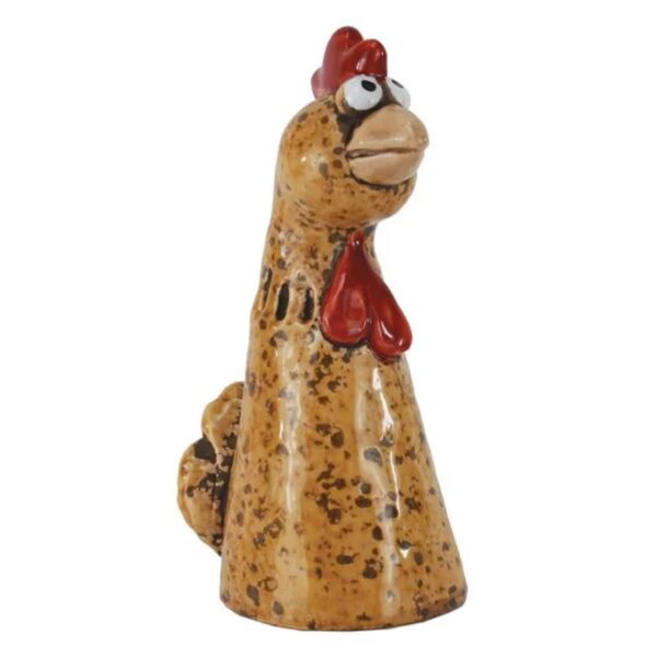 Zaunhocker Huhn braun H: 17 cm aus Keramik - Zaun Deko Garten Henne, Tierfigur Pfostenhocker, Zaunfigur, Gartendeko, Zaunstecker