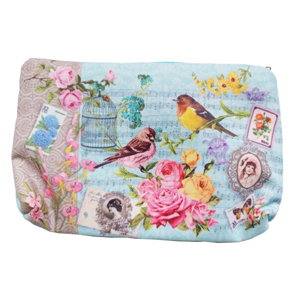 Kosmetiktasche Vintage Bird 20x13 cm - Kulturbeutel Vogel, Schminktasche, Make up Tasche