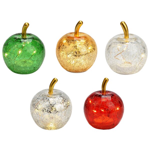 Dekoleuchte Apfel (XXS) Glas - Apfel Lampe mit 5er LED Lichterkette, Dekolampe, Tischleuchte, Apfellampe